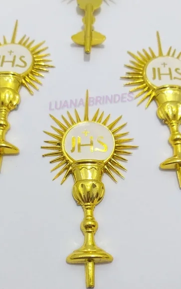 Aplique Religioso de Cálice em acrílico dourado-pct c/5 unid