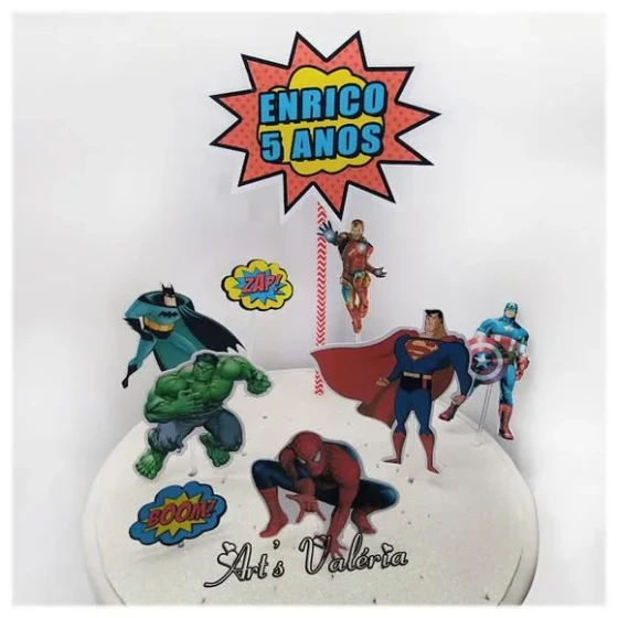 Topo de Bolo Super Herois