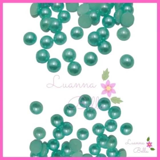 Aplique Meia Pérola Irisada cor Tiffany -Pct c/160 unds