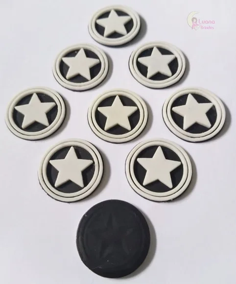 Aplique Símbolo Estrela de borracha - pct c/8 unid
