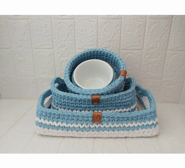 Kit Higiene do bebê Azul e Branco com molhadeira