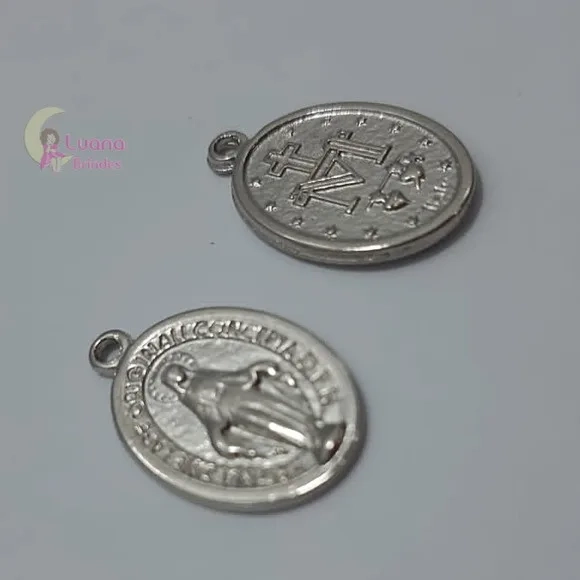 Medalha Nossa Senhora das Graças Metal Prata - pct c/13 unid