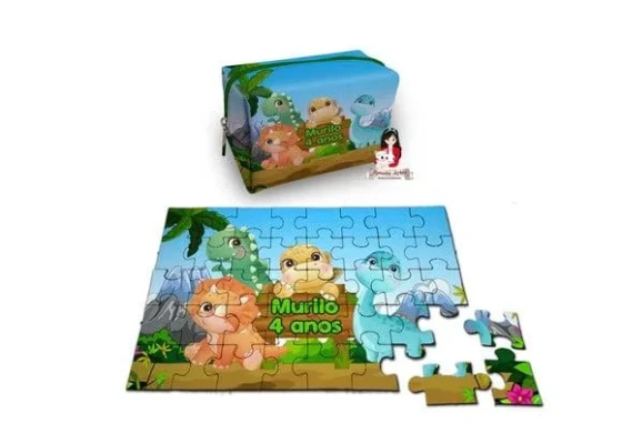 Necessaire Box com Quebra Cabeças Dinossauro Baby