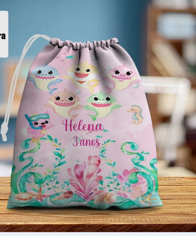 Saquinho Supresa para lembrancinhas do Baby Shark