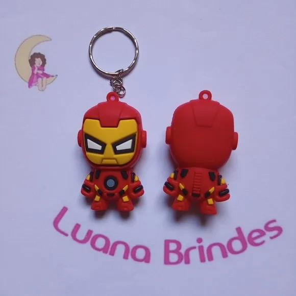 Chaveiro Super Heroi Vermelho de Borracha 5cm Pct 2 Unidades
