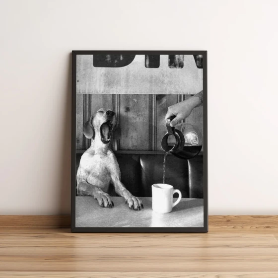Quadro Cão em Cafeteria 95