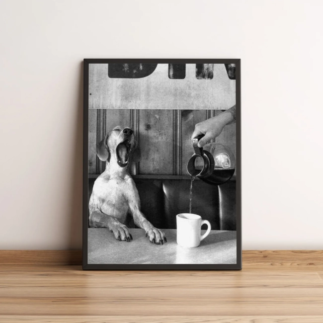 Quadro Cão em Cafeteria 95
