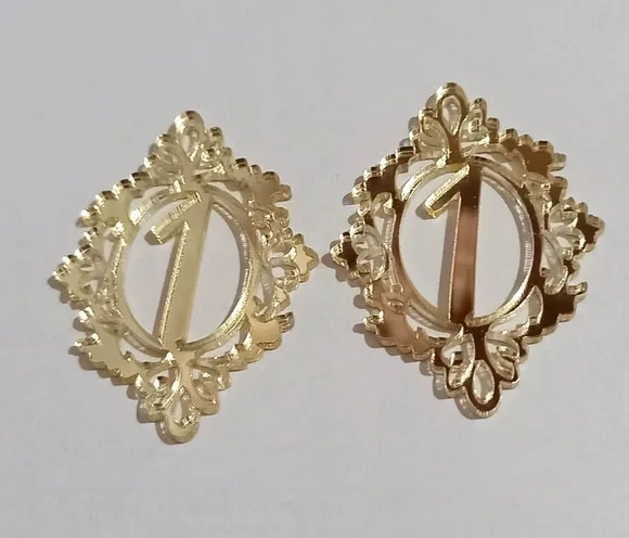 Aplique Moldura 1 Ano de Acrílico Espelhado Dourado - 5 Peça