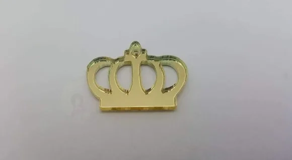 Aplique Coroa Acrílico Espelhado Dourado de 2cm Pct,10 Uni