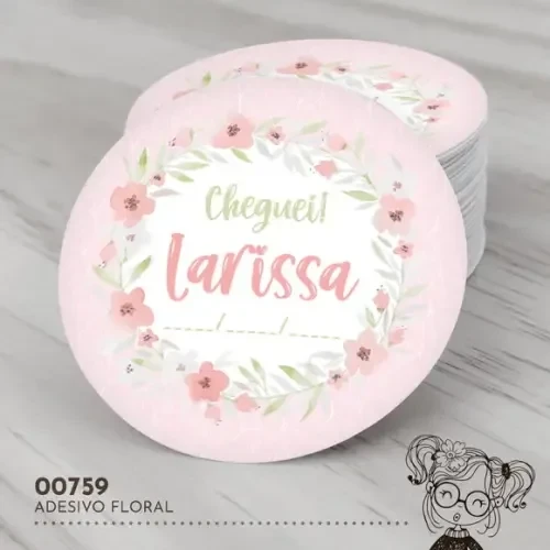 Adesivo Redondo Floral - 00759