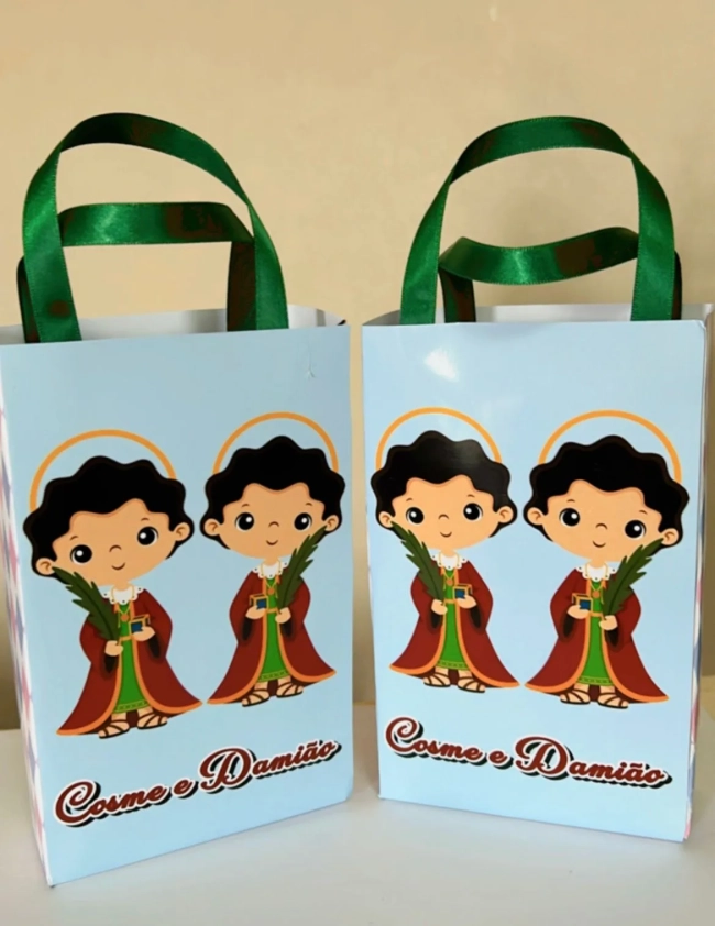 Sacolinhas Personalizadas Cosme e Damião Lembrancinhas