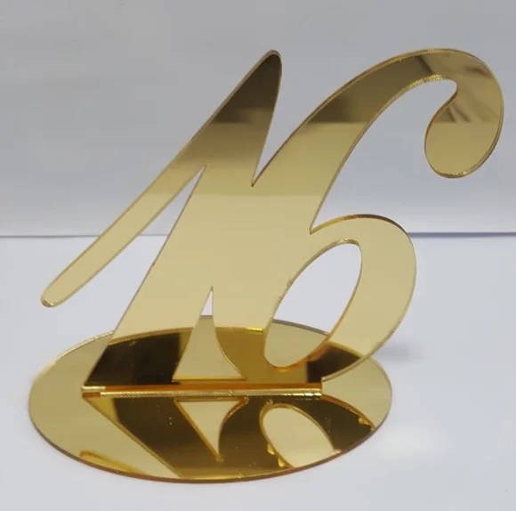 Topo de Bolo/mesa Numeros - 10 x 10 em Acrílico Espelhado