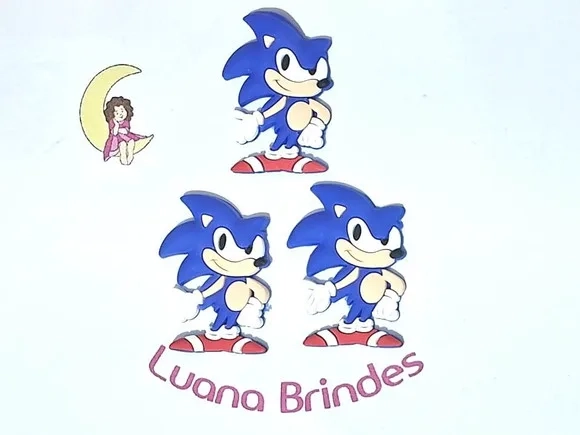 Aplique Sonic 4,2cm Emborrachado Pacotes com 6 Unidades