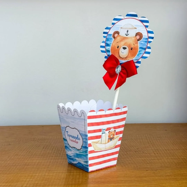 PEGUE E MONTE - Centro de Mesa URSINHO MARINHEIRO - Decoração de Festa | Lembrancinhas | Aniversário | Personalizados