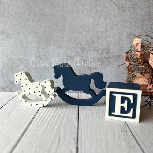Cavalinho de Balanço + Cubos 6x6cm Ts Decoração Bebê