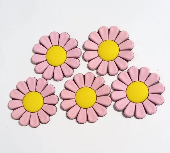 Aplique Flor Rosa 4 cm Emborrachado - 6 Unidades