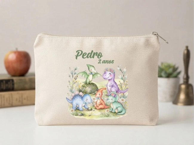 Lembrancinha Nécessaire Personalizada Algodão Cru 20x15 Estampa DTF