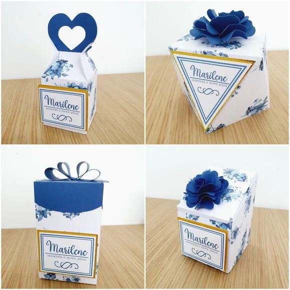 Kit 60 Lembrancinhas Floral Azul