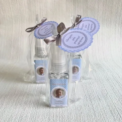 Álcool 70% Spray Lembrancinha Batizado com foto