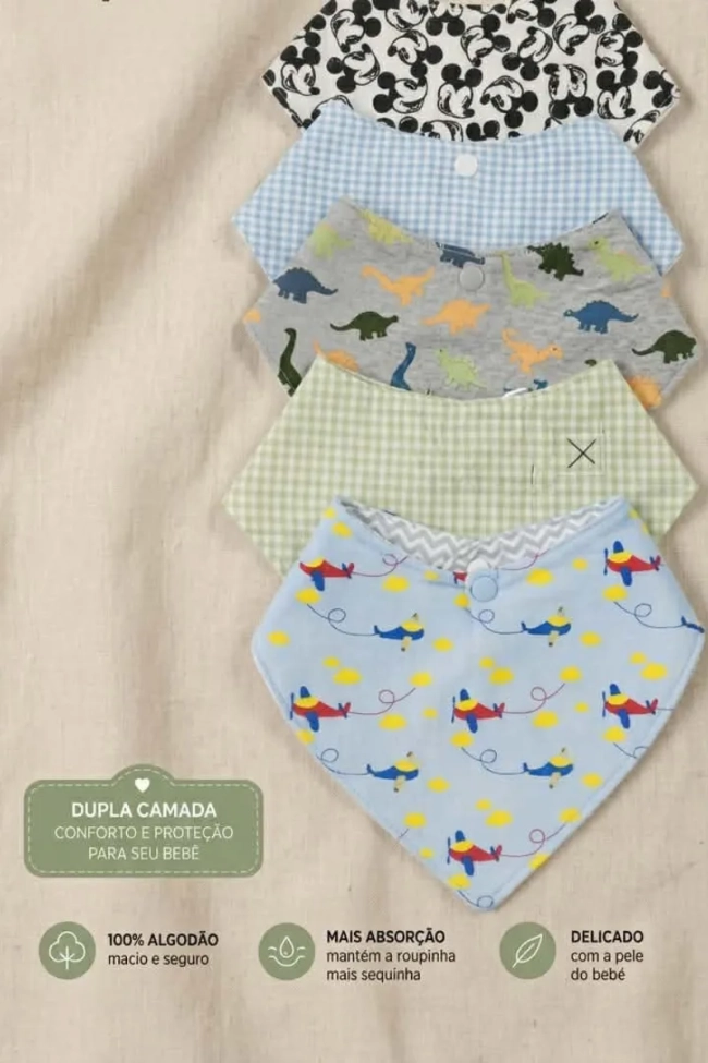 Babador Bandana dupla face kit c/5