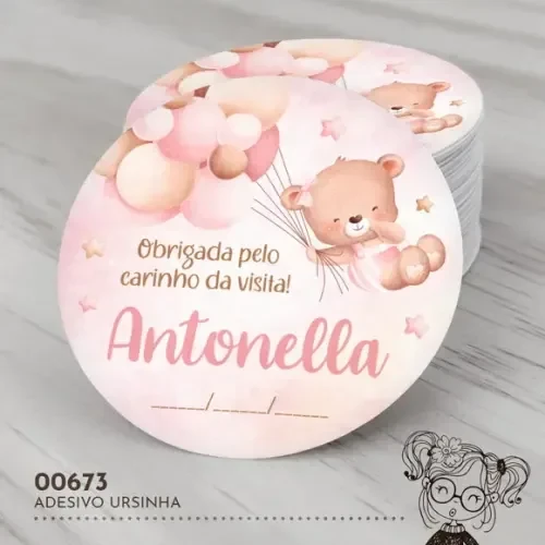 Adesivo Redondo Ursinha - 00673