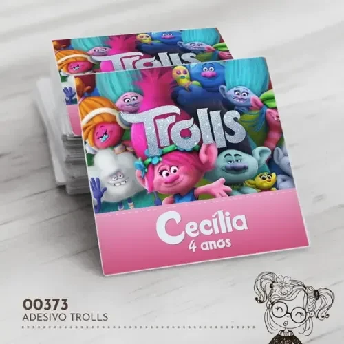 Adesivo Quadrado Trolls - 00373