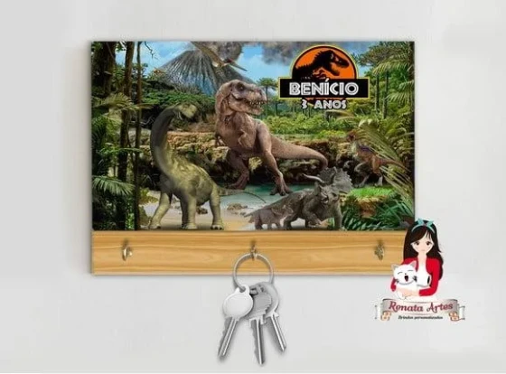 Porta Chaves Personalizado Jurassik Dinossauros
