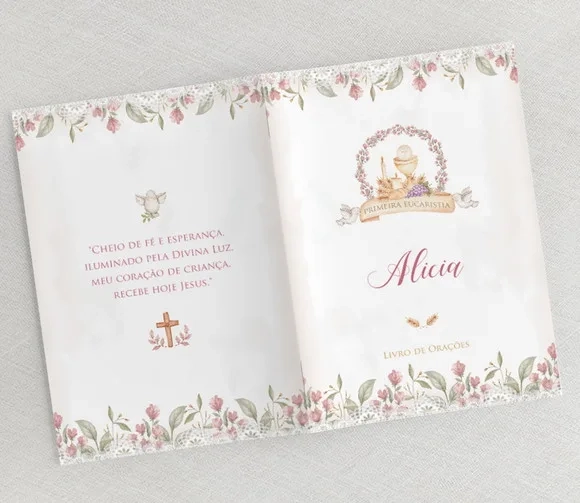 Lembrancinha Eucaristia - Livrinho De Orações - Divino Rosa
