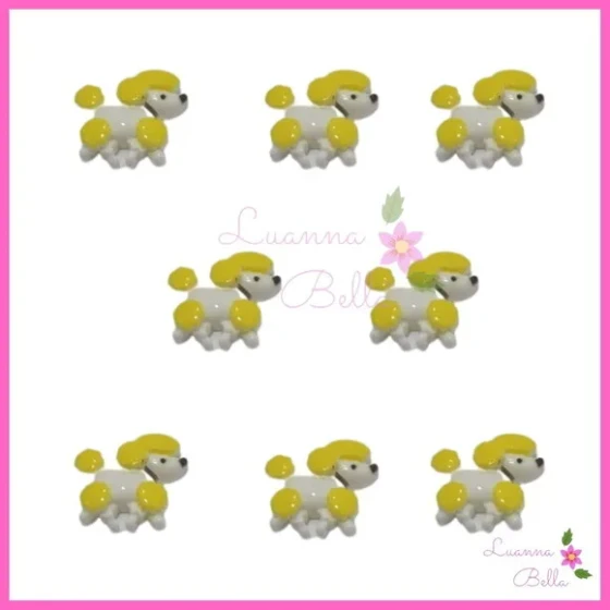 Aplique Cachorro Amarelo de Acrílico -Pct c/ 10 unids