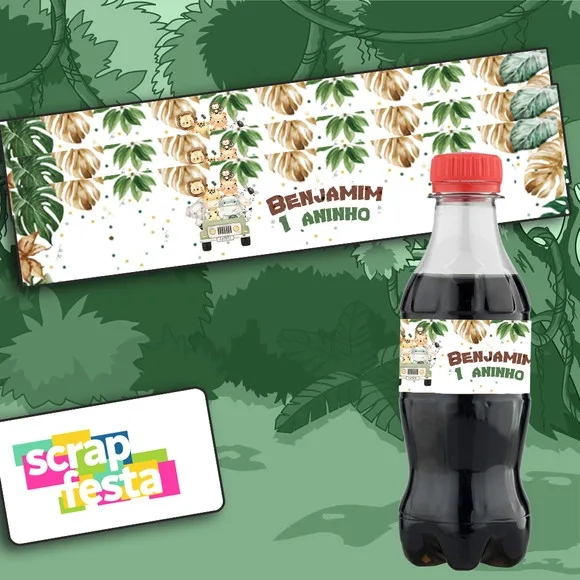 Adesivo Personalizado Mini Coca 19,5x3,5 Safari Aquarela