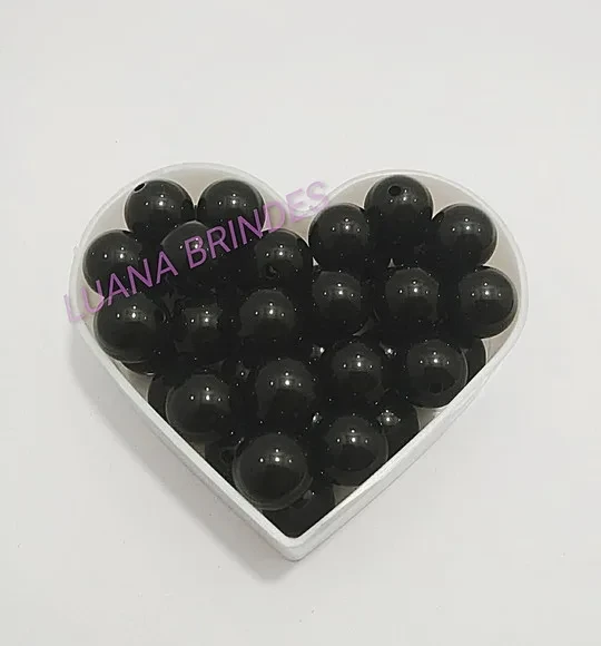 Bolinha Acrílica Preta Furo 13mm Pct 50 Unidades