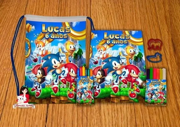 Kit Passatempo Personalizado na Mochila Sonic Desenho