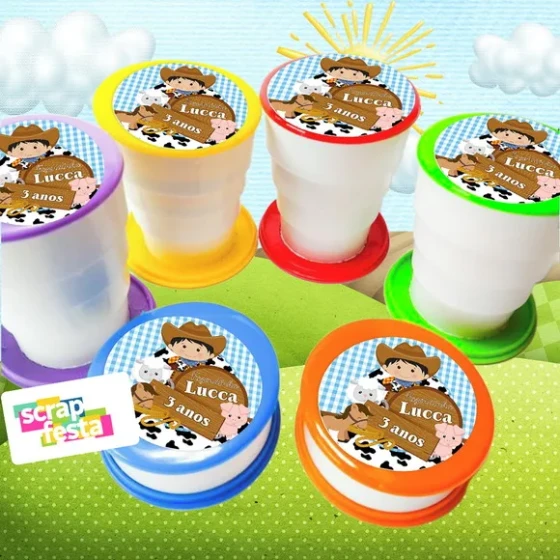 Copo Retrátil Personalizado Festa Fazendinha