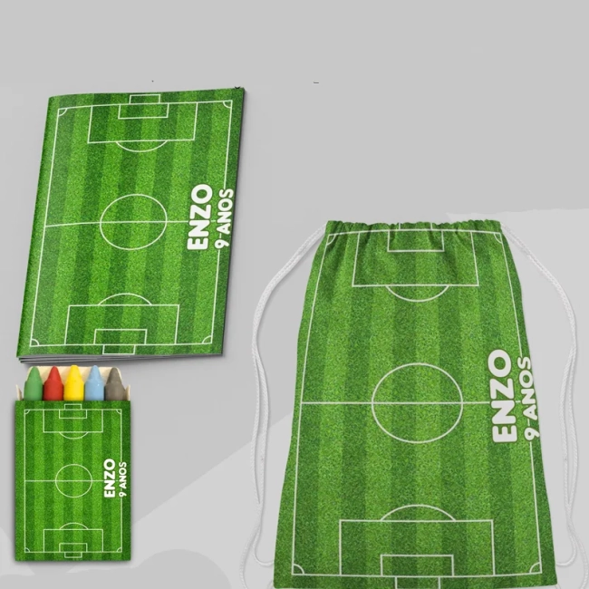 Kit Lembrancinhas Mochila e Revista personalizado Futebol