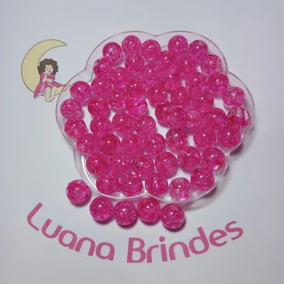 Bola Acrilica Irizada Pink 10mm 100 Unidades