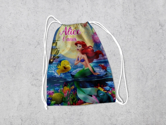 Mochilinha Personalizada para lembrancinhas da Pequena Sereia