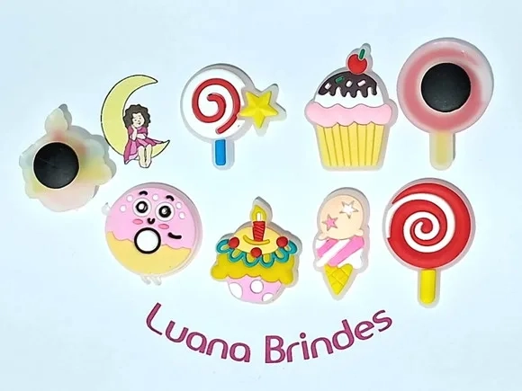 Pins de Crocs Docinho Fluorescente Emborrachado 6 Unidades