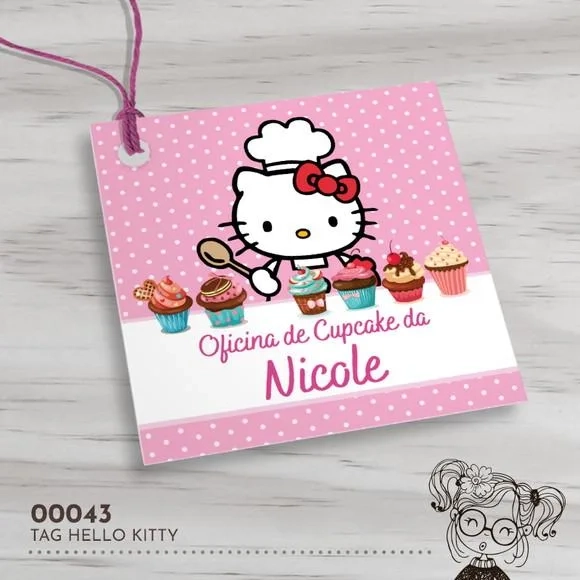 Tag Quadrada Hello Kitty - 00043