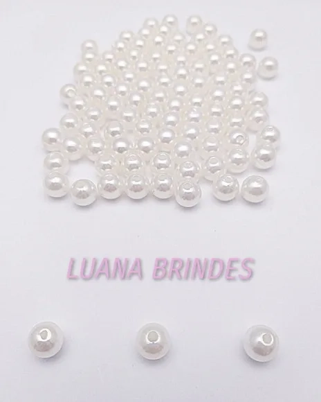 Pérolas Lisa Creme - 8mm - pct c/ 100 unidades