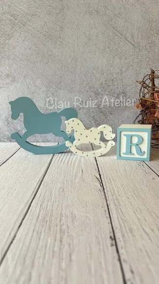 Cavalinho de Balanço + Cubos 6x6cm Ts Decoração Bebê
