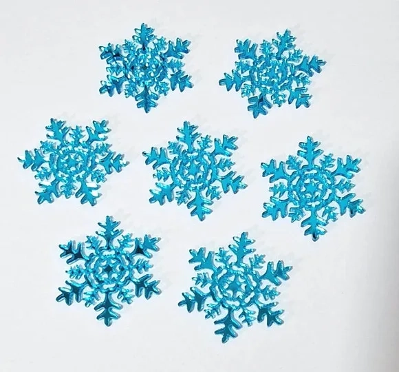Aplique Floco de Neve Acrílico Espelhado Azul Pct C/10 Peças