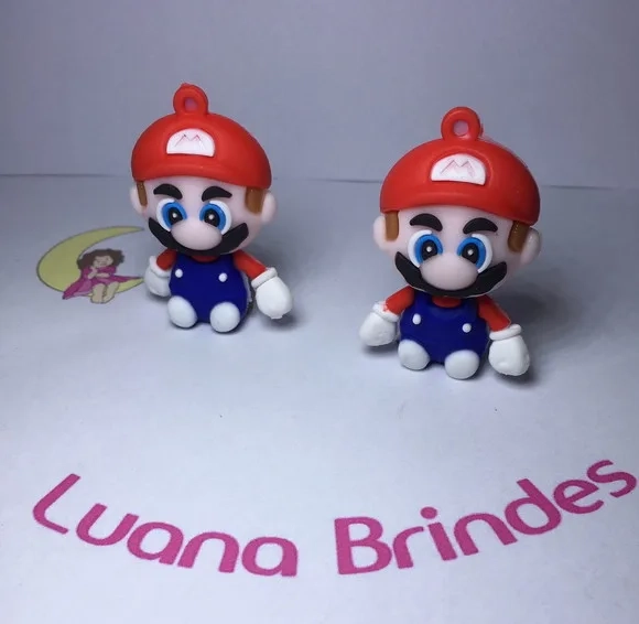 Pingente Mario Bros Emborrachado 3d/5cm Pct C/2un