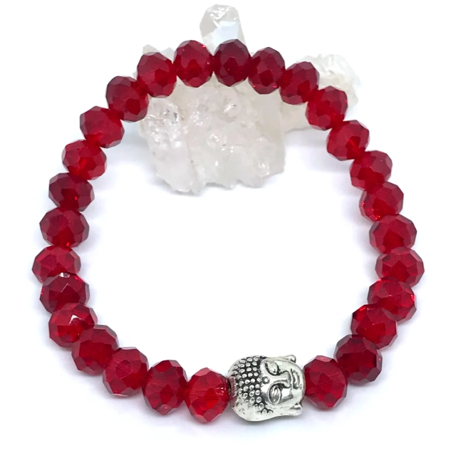 Pulseira Japamala com cristais vermelho 27 contas