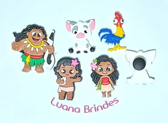 Pins de Crocs Moana Emborrachado Pacote com 5 Unidades
