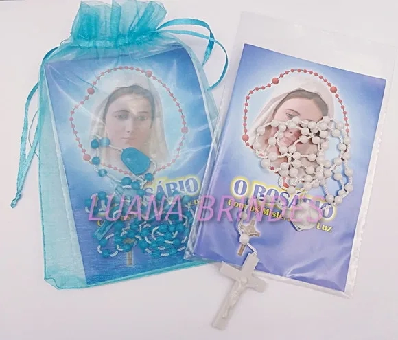 Kit Terço + Saquinho de Organza Azul - 2 unidades