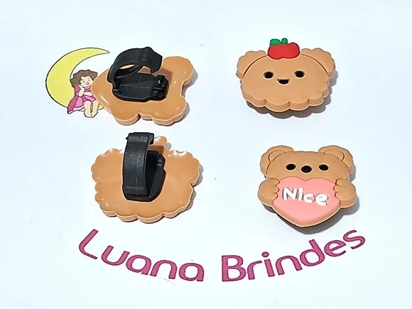 Pins para Cadarço Ursinho Emborrachado Pacote com 6 Unidades