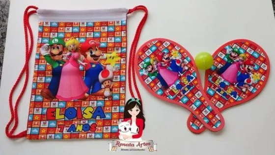 Mochila Ping Pong Tema Super Mario Bross Vermelha