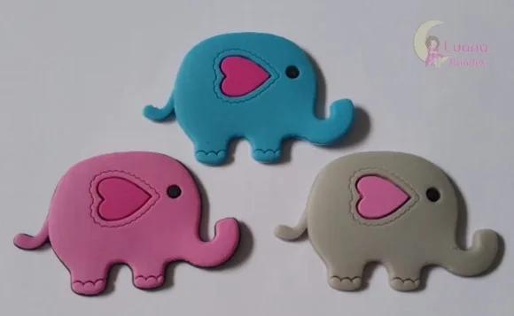Aplique Elefante Colorido Emborrachado - Pct C/6 Unidades