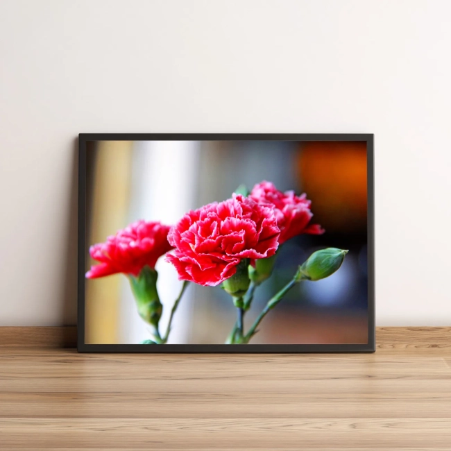Quadro Decorativo com Flores Vermelhas em Destaque 1990