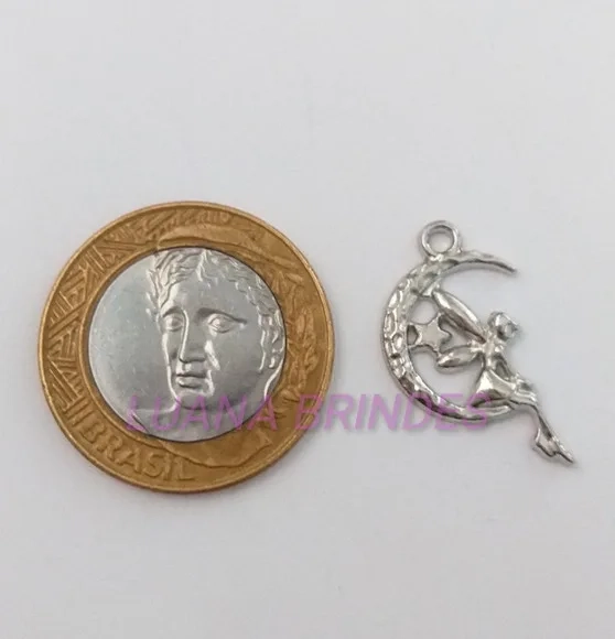 Pingente Fadinha de Metal em Prata - pct com 15 unid